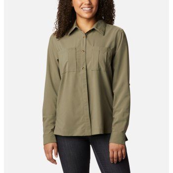 Columbia Essential Elements Woven Long Sleeve, Camisa Grises Verdes Para Mujer | 481326-FOA